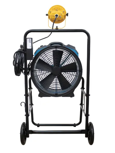 XPOWER FA-420K6 warehouse/dock cooling fan kit, L-30 LED Spotlight, and 420T mobile trolley