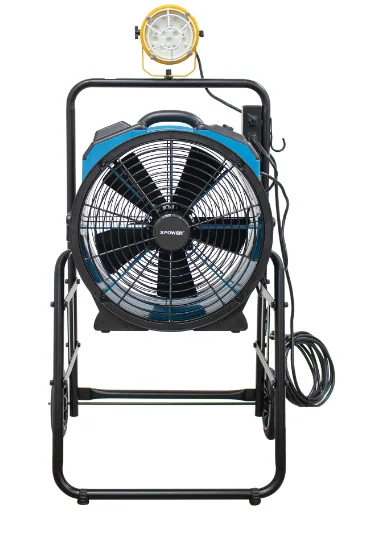 XPOWER FA-420K6 warehouse/dock cooling fan kit, L-30 LED Spotlight, and 420T mobile trolley