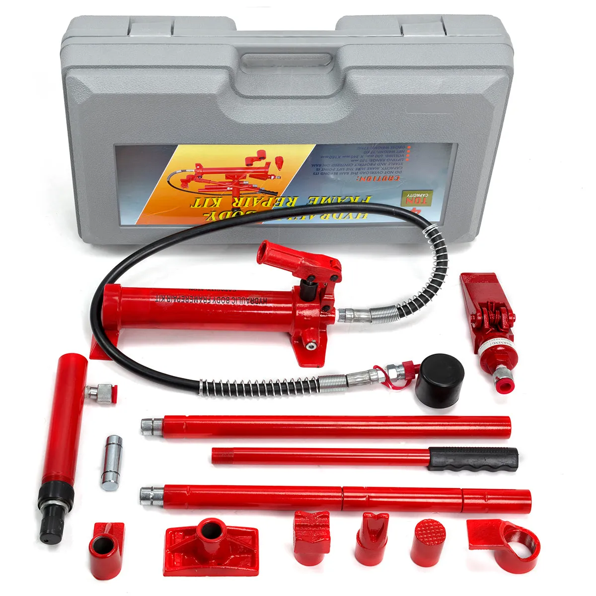 XtremepowerUS 4 Ton Porta Power Hydraulic Jack Body Frame Repair Kit Auto Shop Set w/ Carrying Case