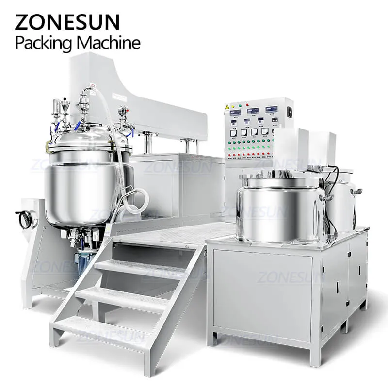 ZS-EM300 300L Lifting Cosmetic Cream Tank Hydraulic Type Vacuum Homogenizing Emulsifier Mixing Emulsifying Equipment