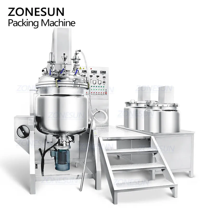 ZS-EM300 300L Lifting Cosmetic Cream Tank Hydraulic Type Vacuum Homogenizing Emulsifier Mixing Emulsifying Equipment